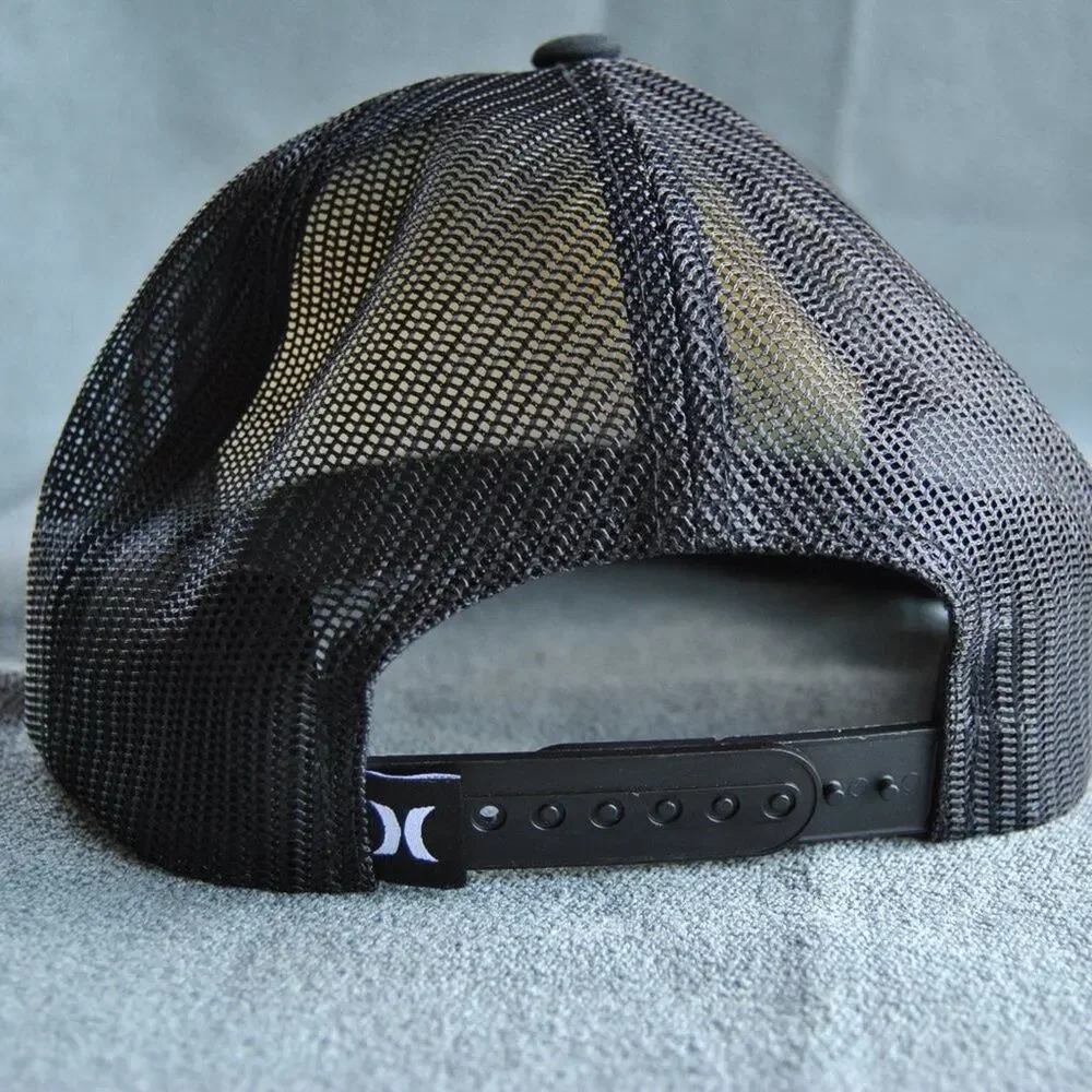 Hurley Black w/ Blue & Yellow Gradient Design Snapback Trucker Hat